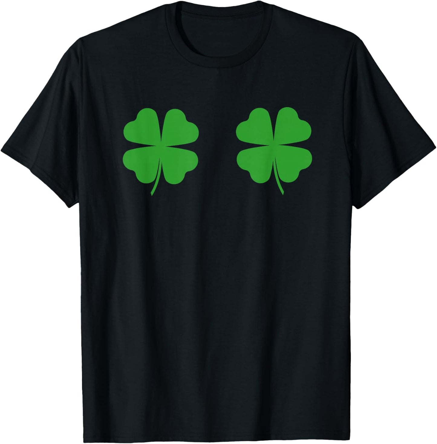 Two Clovers Funny St Patrick's Day Boob Shirt Lucky T-Shirt - T-Shirt | Black