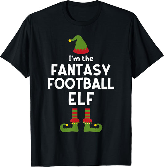 Fantasy Football Elf Funny Christmas Party Commissioner T-Shirt - T-Shirt | Black