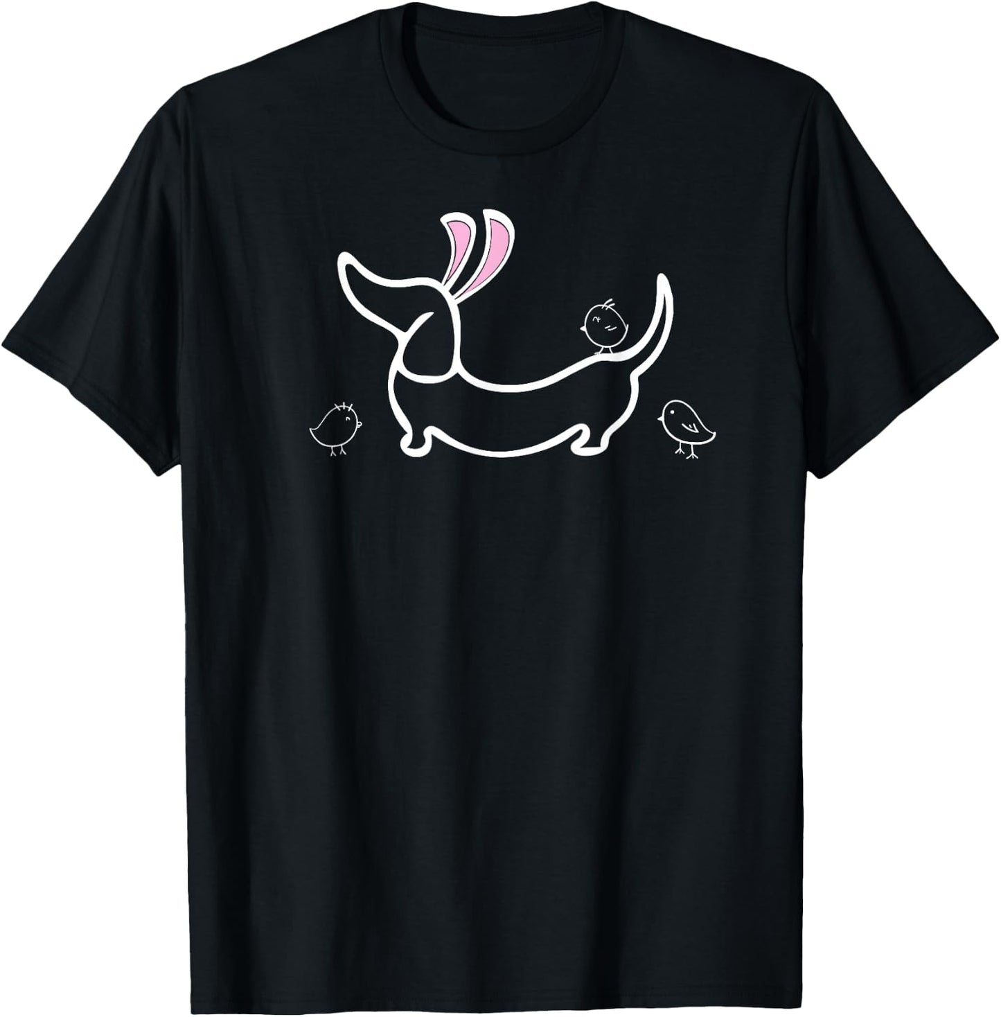 Easter Bunny Ears and Chicks Dachshund T-Shirt - T-Shirt | Black