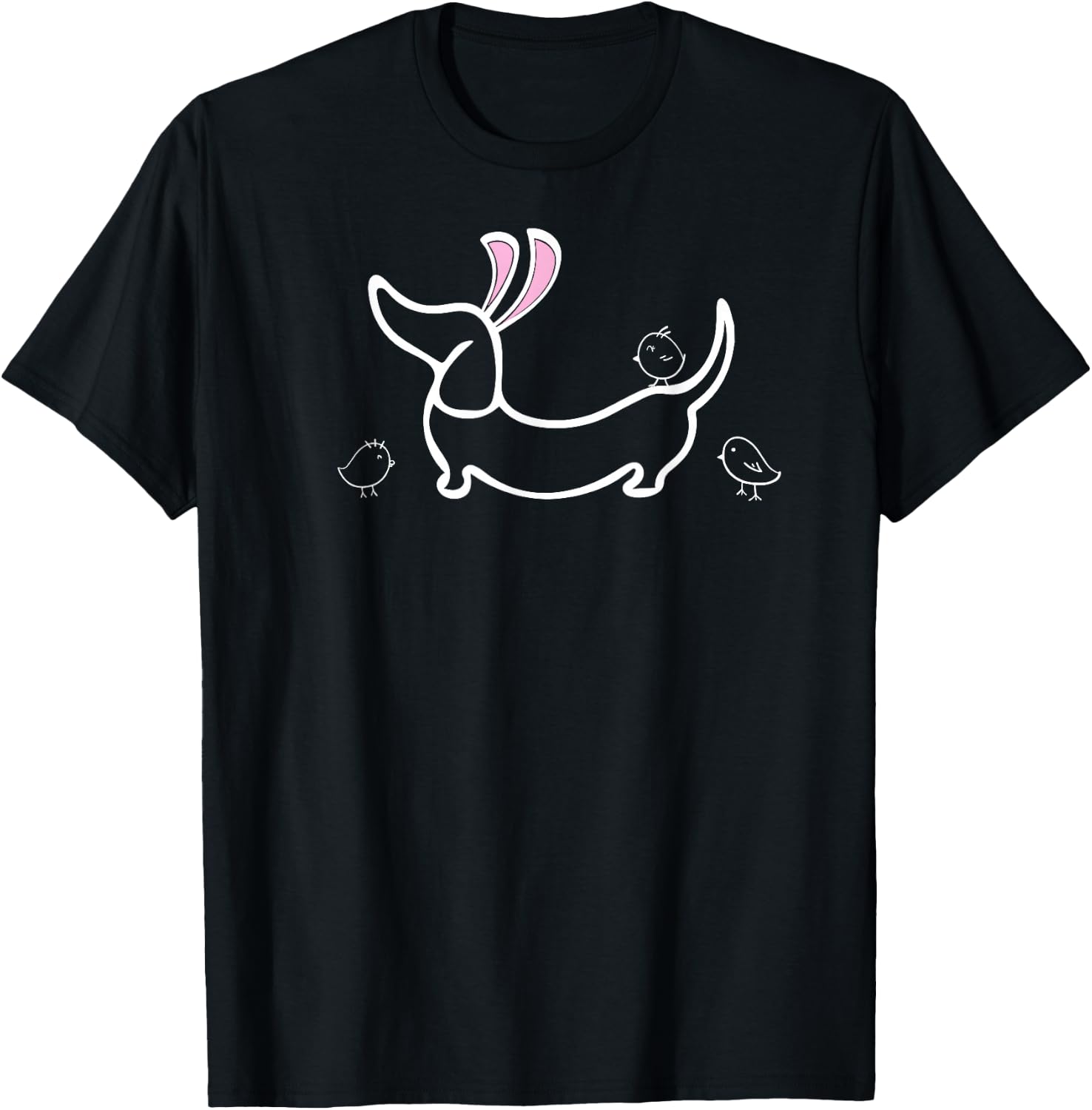 Easter Bunny Ears and Chicks Dachshund T-Shirt - T-Shirt | Black
