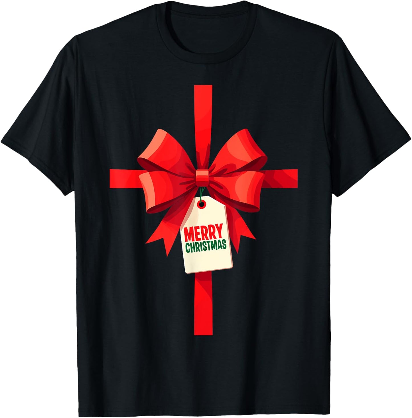 Funny Christmas Bow Xmas Present Costume Merry Christmas T-Shirt - T-Shirt | Black