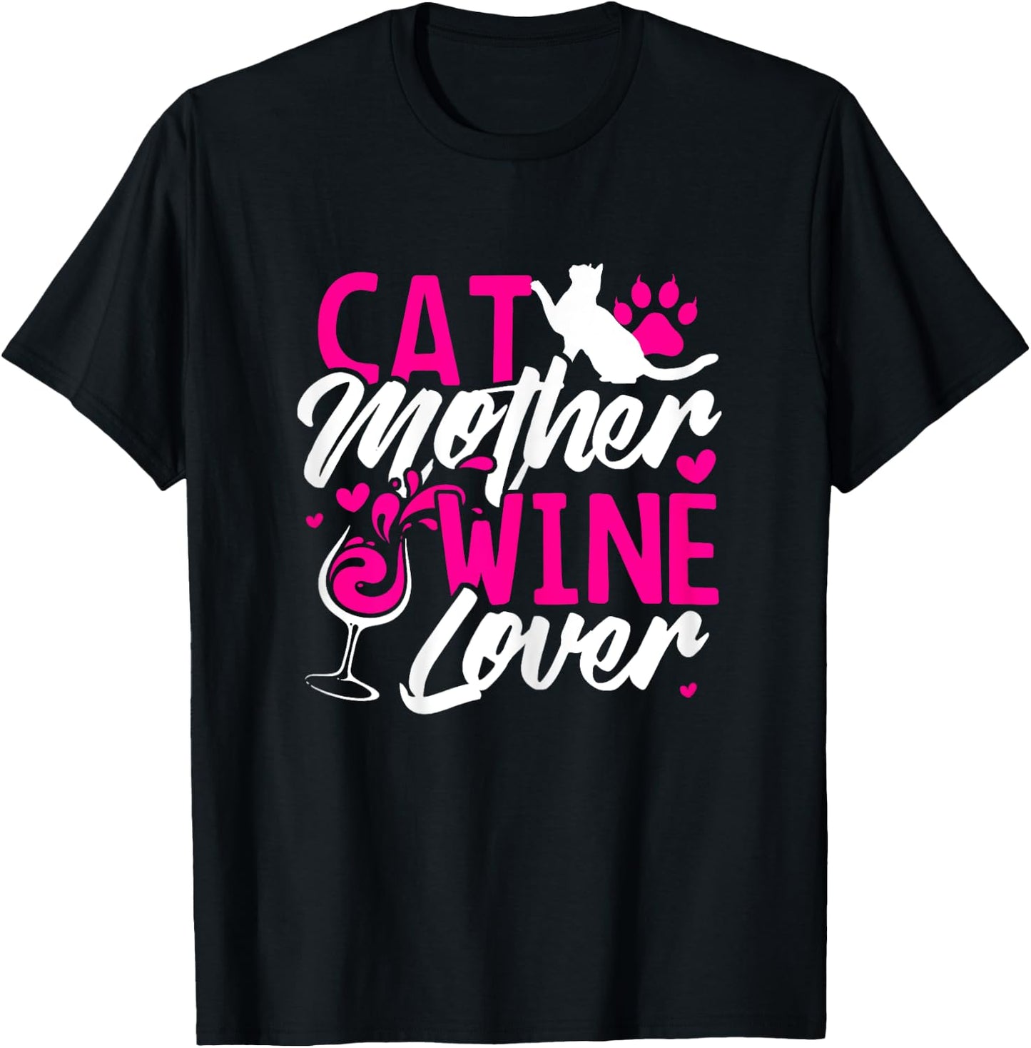 Cat Mother Wine Lover T Shirt funny Mom Gift Women T-Shirt - T-Shirt | Black