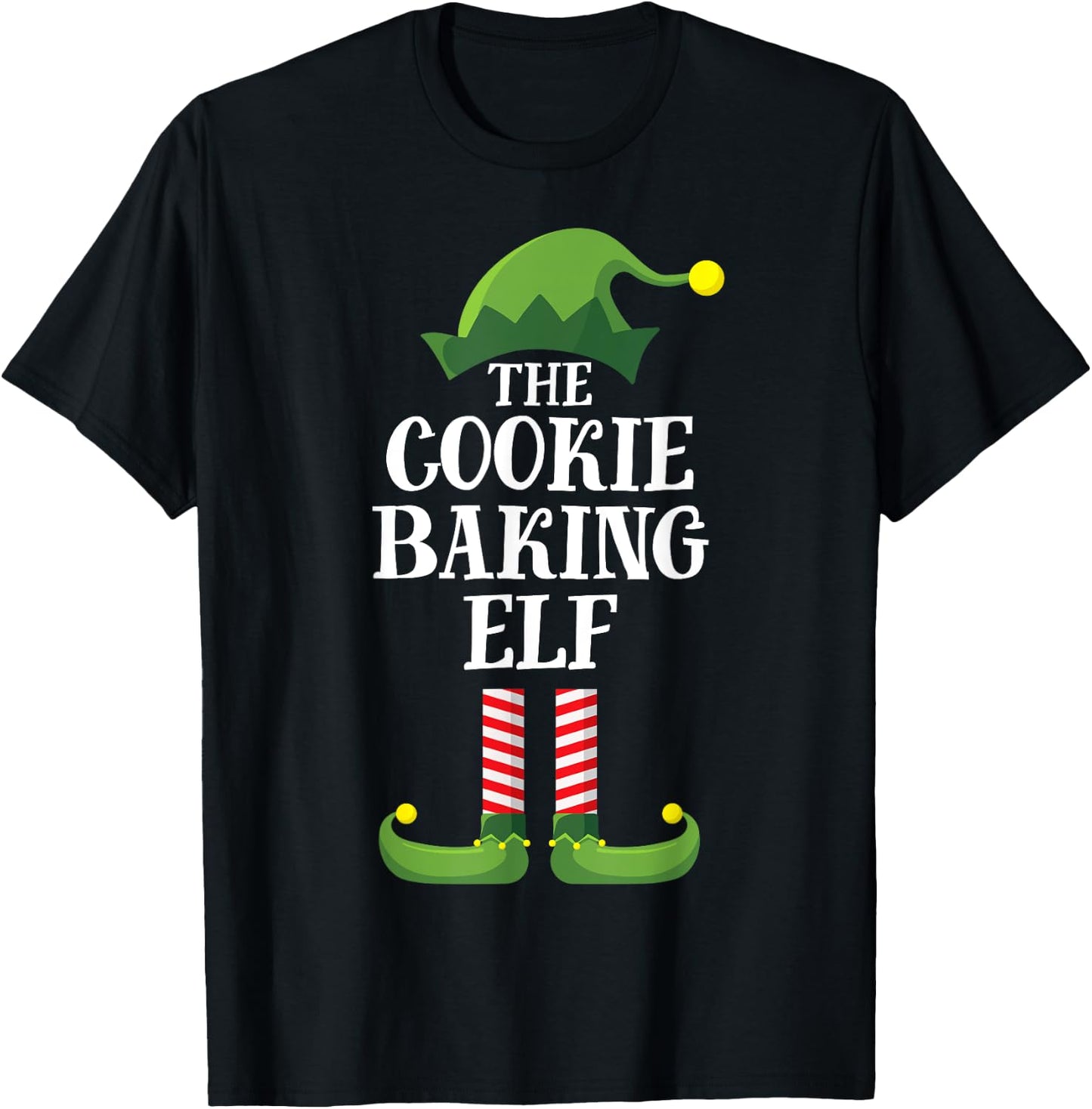Cookie Baking Elf Matching Family Group Christmas Party PJ T-Shirt - T-Shirt | Black