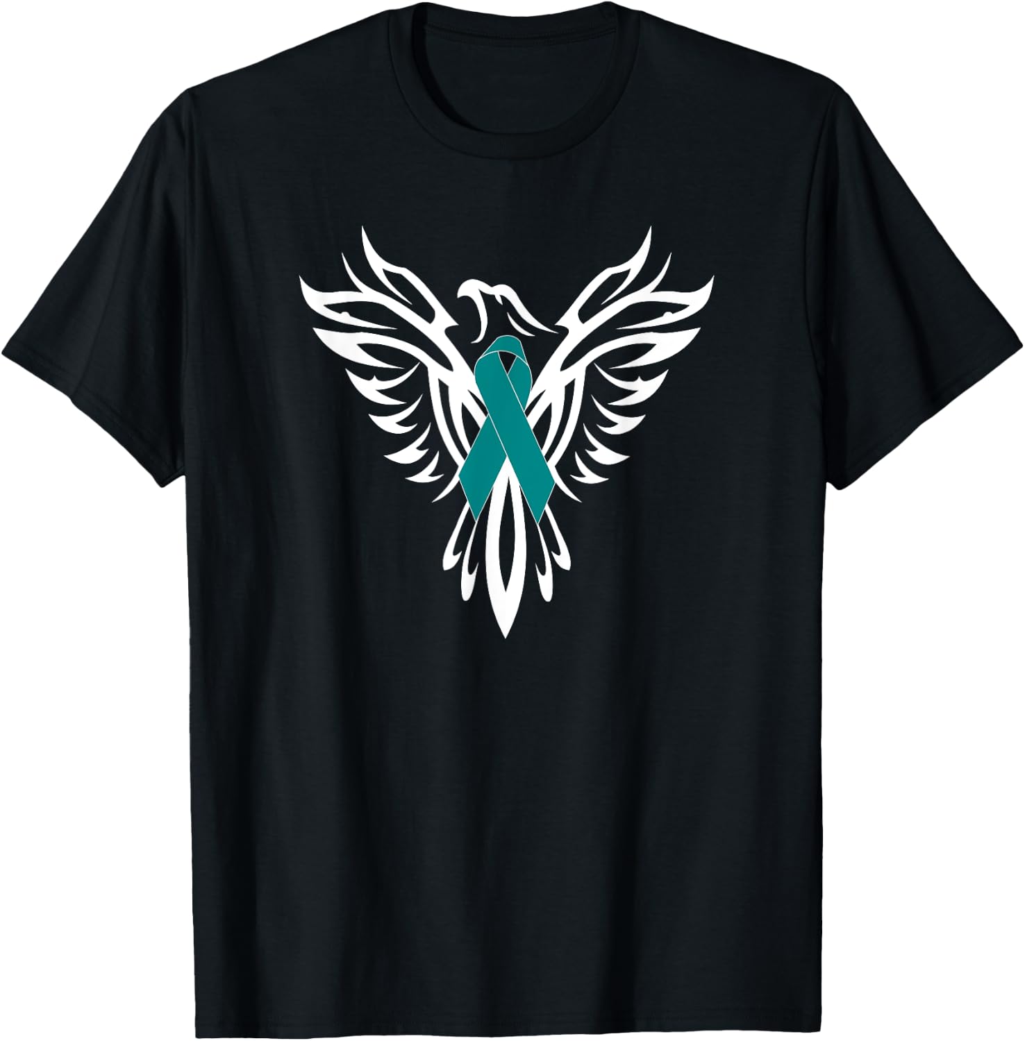 PTSD Awareness Apparel Phoenix Teal Ribbon Men Women Family T-Shirt - T-Shirt | Black