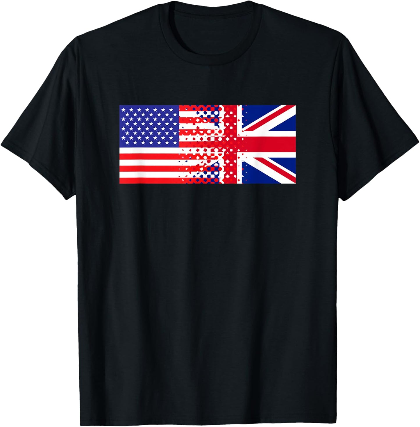 British American Flag Shirt Half English Half American Kids Men T-Shirt - T-Shirt | Black