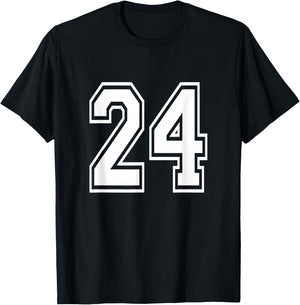 Number 24 Birthday Varsity Sports Team Jersey T-Shirt - T-Shirt | Black