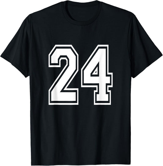 Number 24 Birthday Varsity Sports Team Jersey T-Shirt - T-Shirt | Black