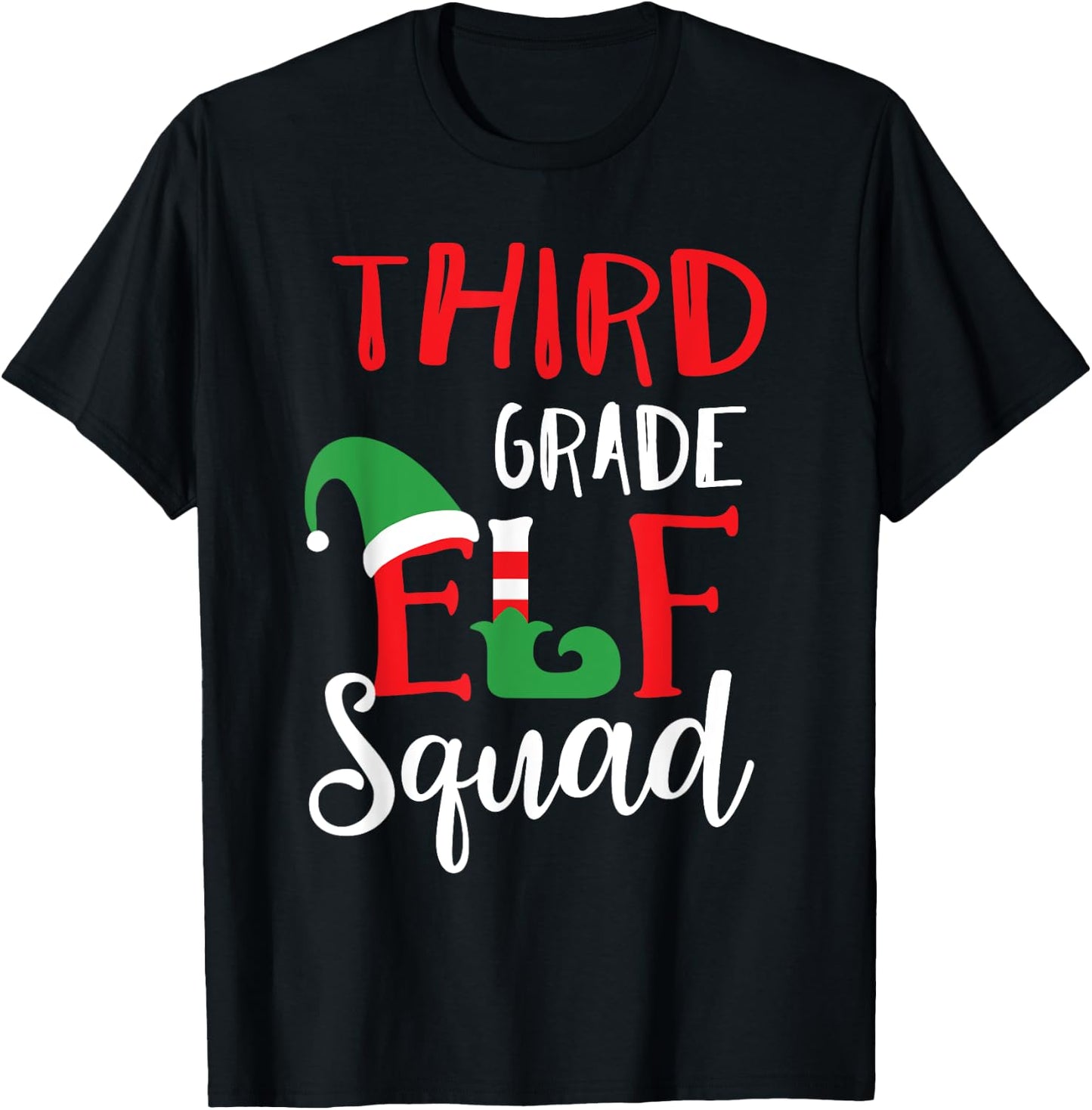 Elf Squad Third Grade Christmas Teacher Top T-Shirt - T-Shirt | Black