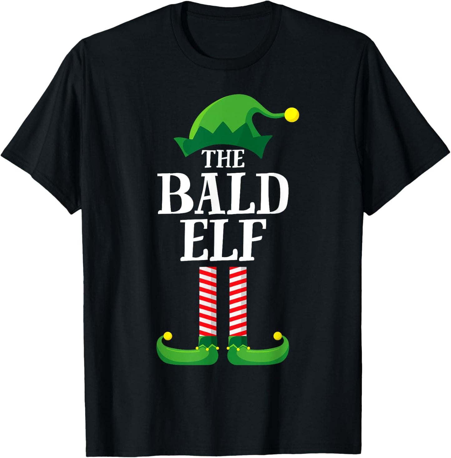 Bald Elf Matching Family Group Christmas Party Pyjamas T-Shirt - T-Shirt | Black