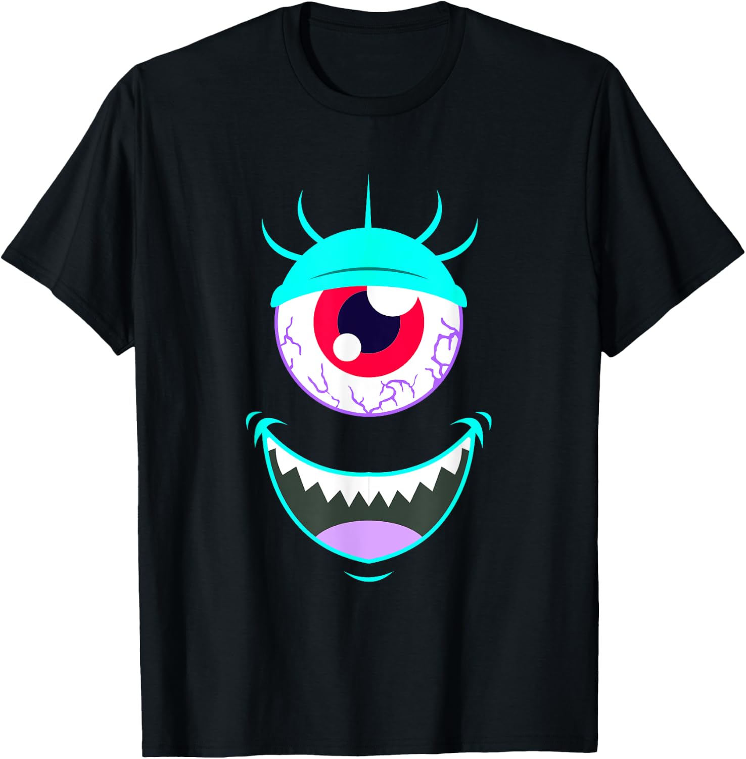 Funny Scary Monster Eyeball Face Halloween T-Shirt - T-Shirt | Black