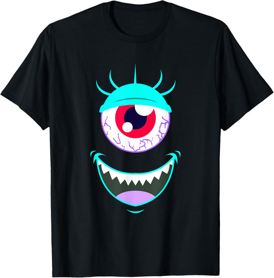 Funny Scary Monster Eyeball Face Halloween T-Shirt - T-Shirt | Black