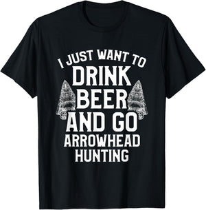 Arrowhead Hunting Collector Drink Beer Artifacts Hunter T-Shirt - T-Shirt | Black