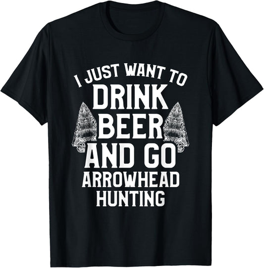 Arrowhead Hunting Collector Drink Beer Artifacts Hunter T-Shirt - T-Shirt | Black