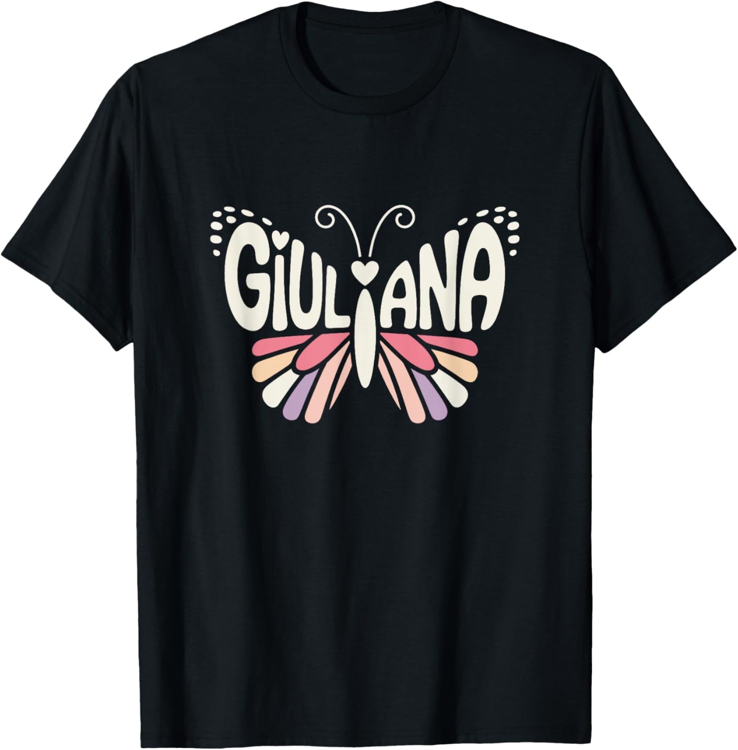 Giuliana Butterfly - Personalized Cute Name Word Art T-Shirt - T-Shirt | Black