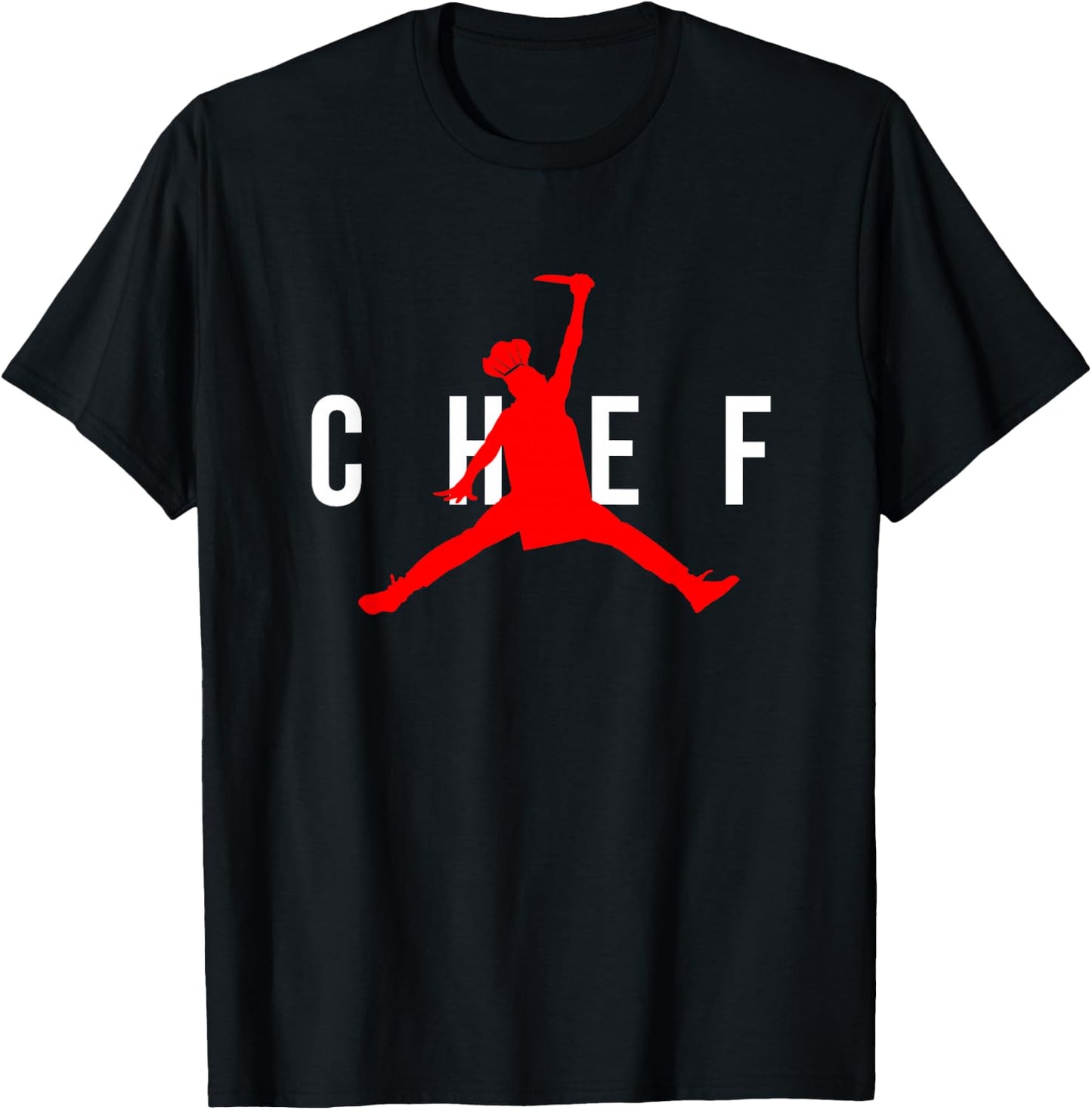 Funny Restaurant Chef - Jumping Chef Knife Logo T-Shirt - T-Shirt | Black