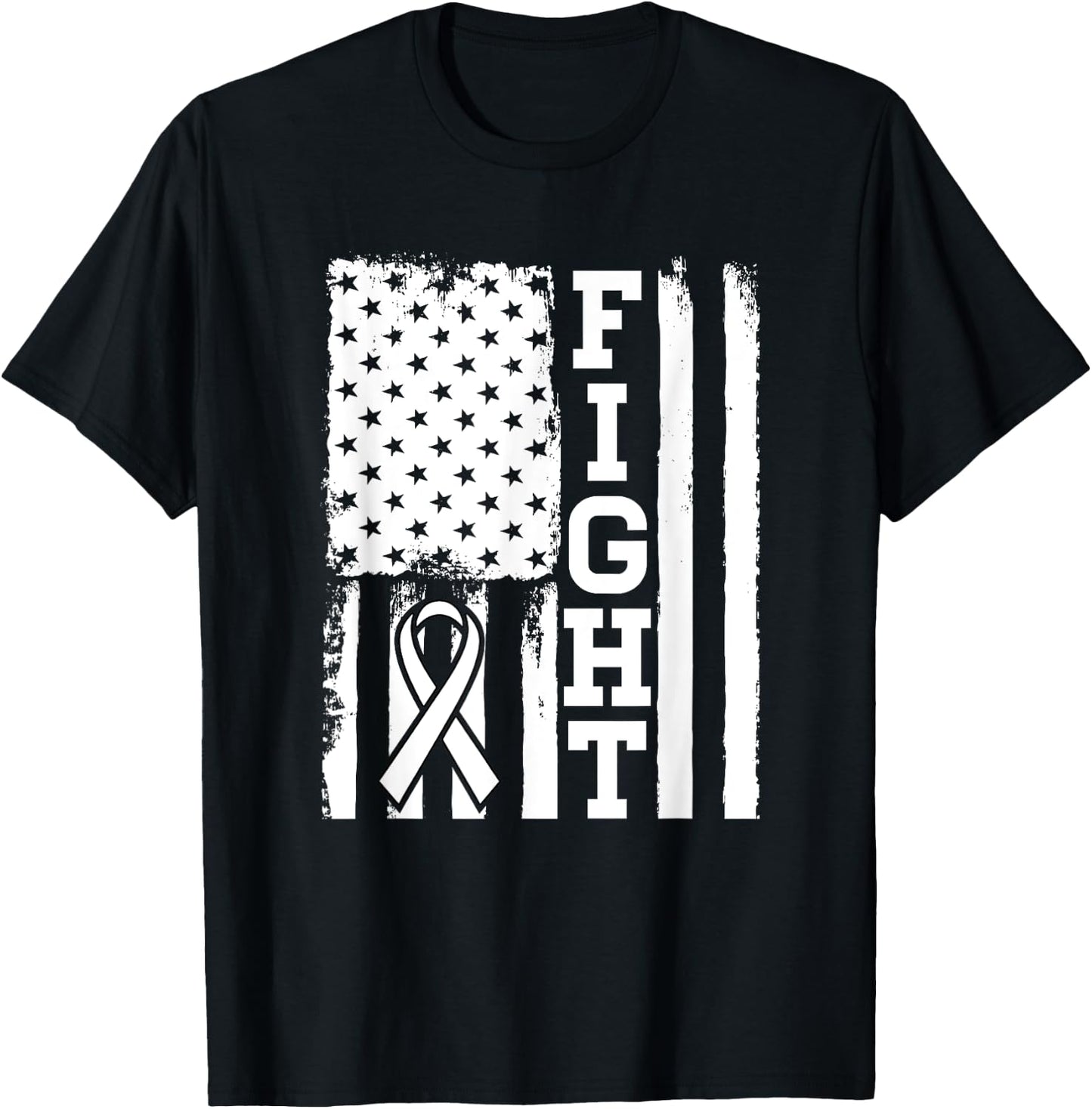 Fight Flag - Lung Cancer Shirt Gift Lung Cancer Fighter T-Shirt - T-Shirt | Black