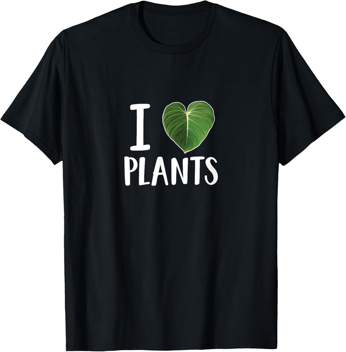 I Love Plants I Heart Plants Leaf T-Shirt - T-Shirt | Black