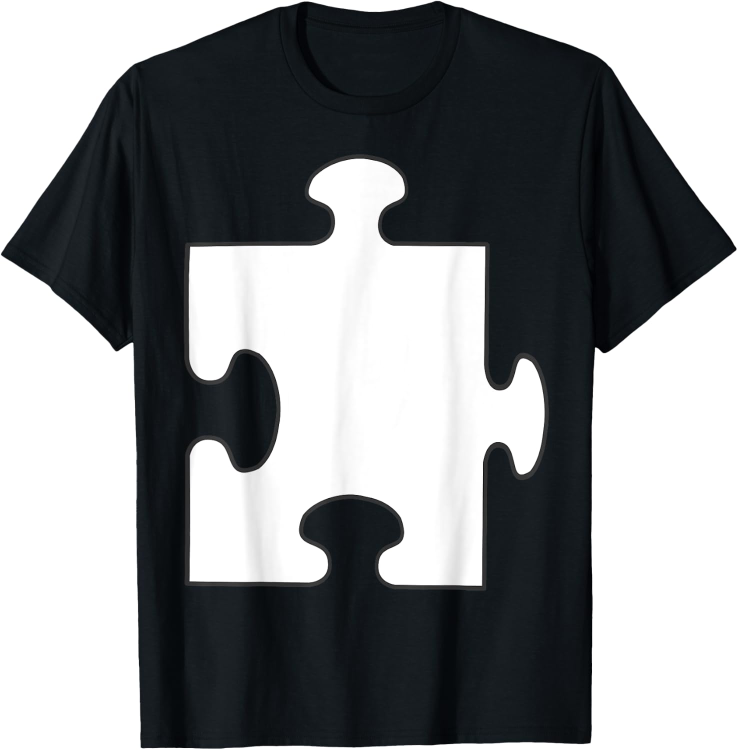 Halloween Couple Group Costumes - White Puzzle Piece Costume T-Shirt - T-Shirt | Black