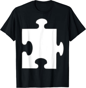 Halloween Couple Group Costumes - White Puzzle Piece Costume T-Shirt - T-Shirt | Black