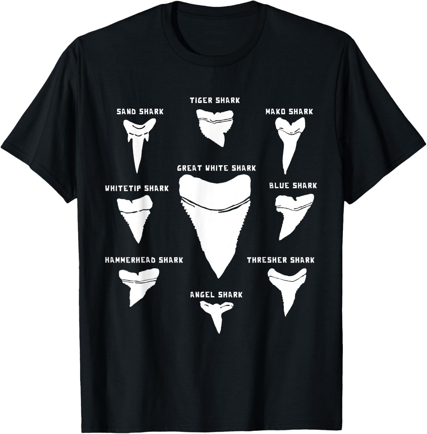 9 Types of Shark Teeth I Species Of Sharks Gift T-Shirt - T-Shirt | Black