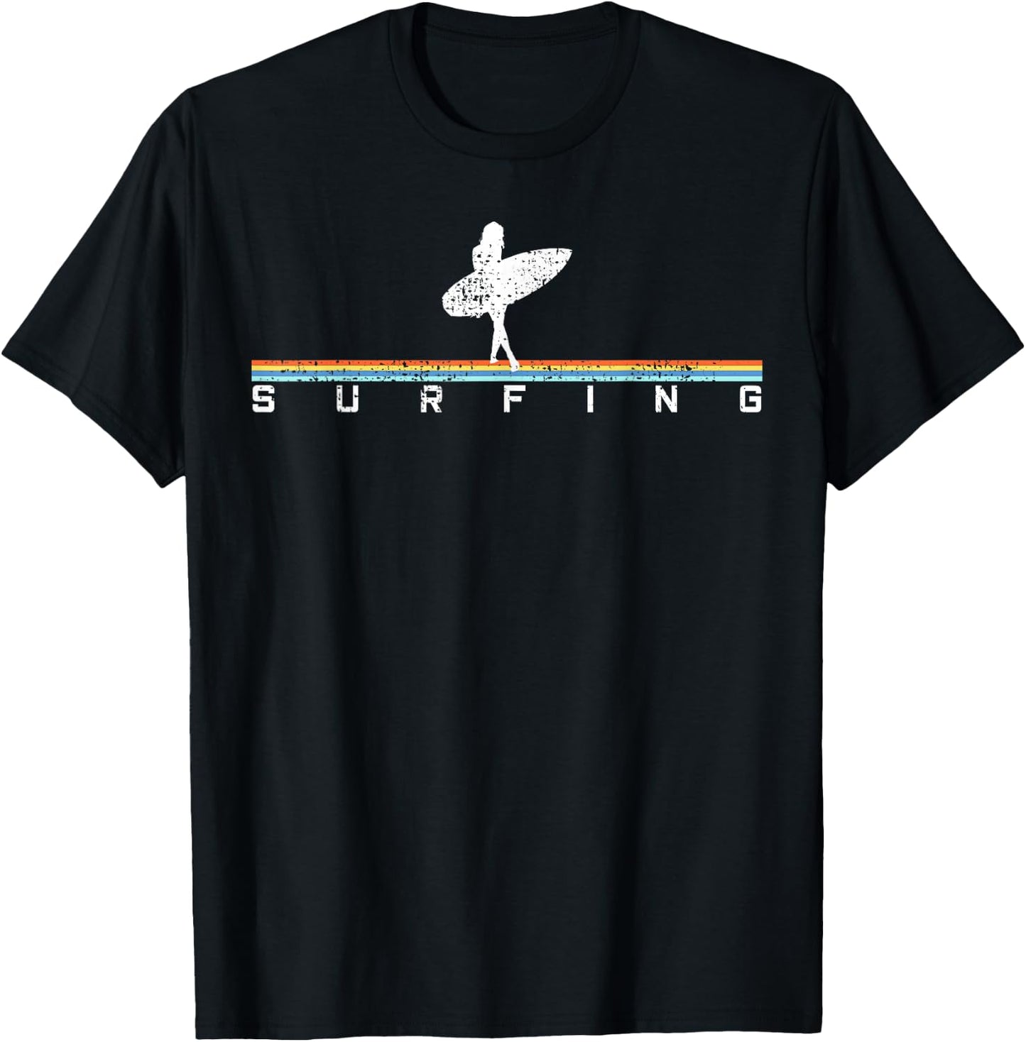 Surfer Surf Surfboard Vintage Retro Style T-Shirt - T-Shirt | Black