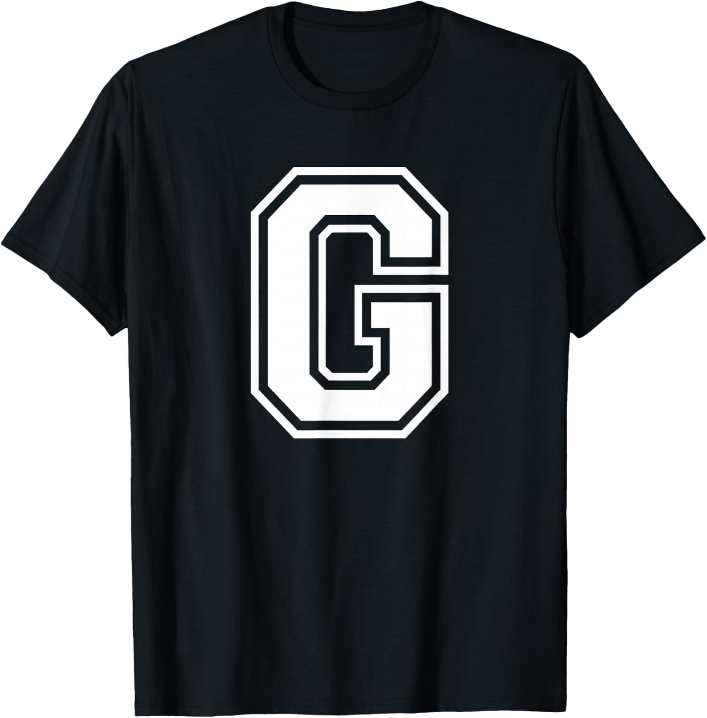 Letter G Name Initial Varsity Alphabet Monogram T-Shirt - T-Shirt | Black
