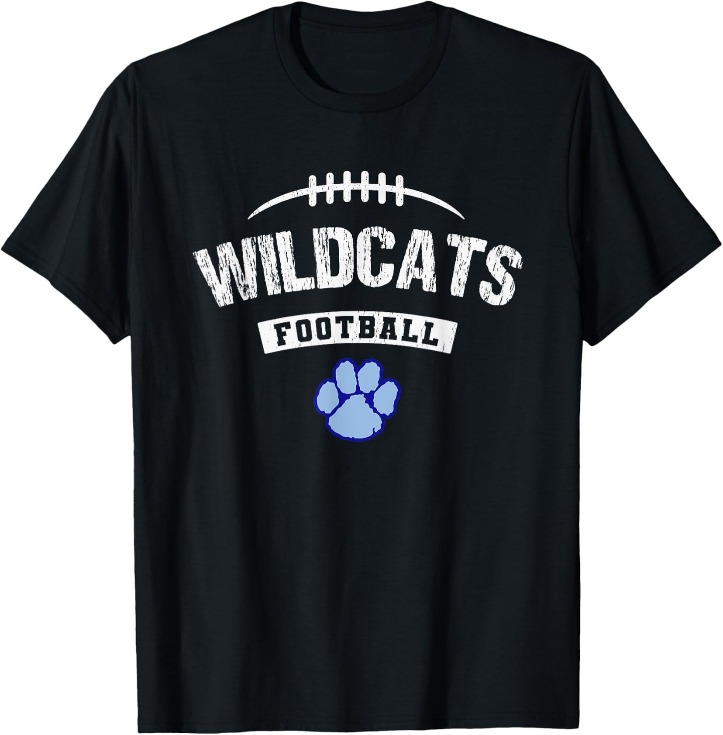 Camden County Wildcats Logo Football Distressed HS T-Shirt - T-Shirt | Black