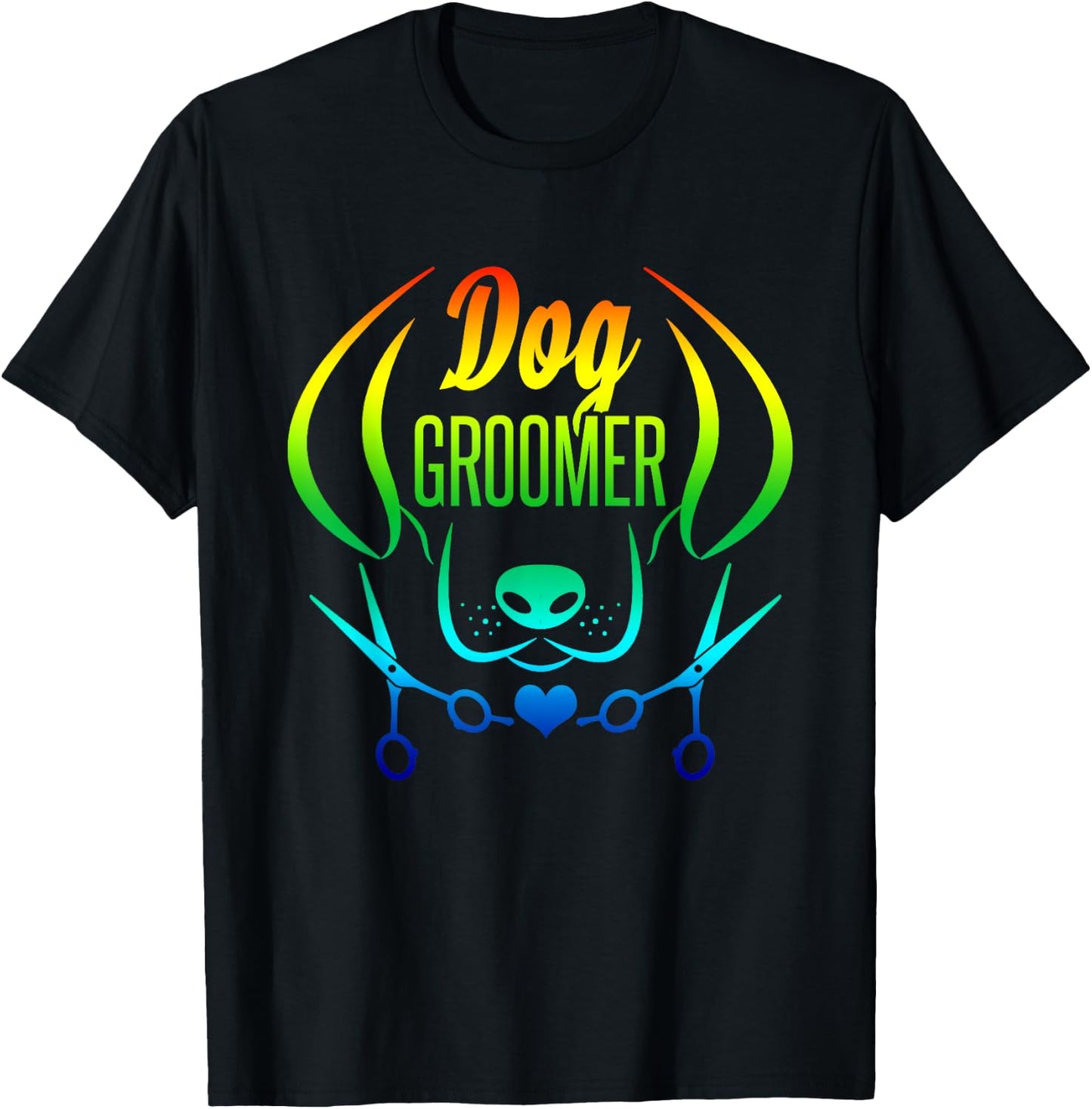 Cute Dog Groomer Rainbow Women Dog Grooming T-Shirt - T-Shirt | Black