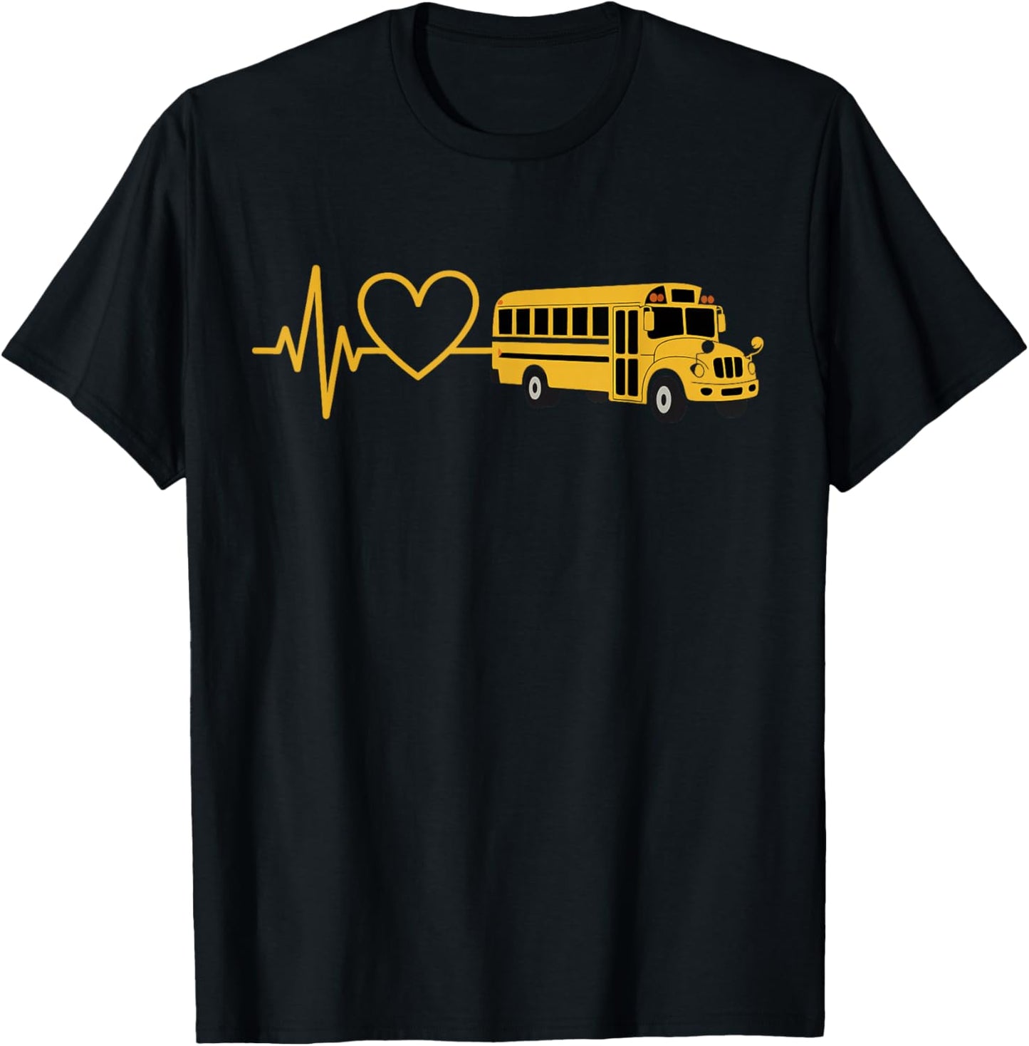 Love School Bus Heartbeat Funny Bus Driver Gifts Men Women T-Shirt - T-Shirt | Black