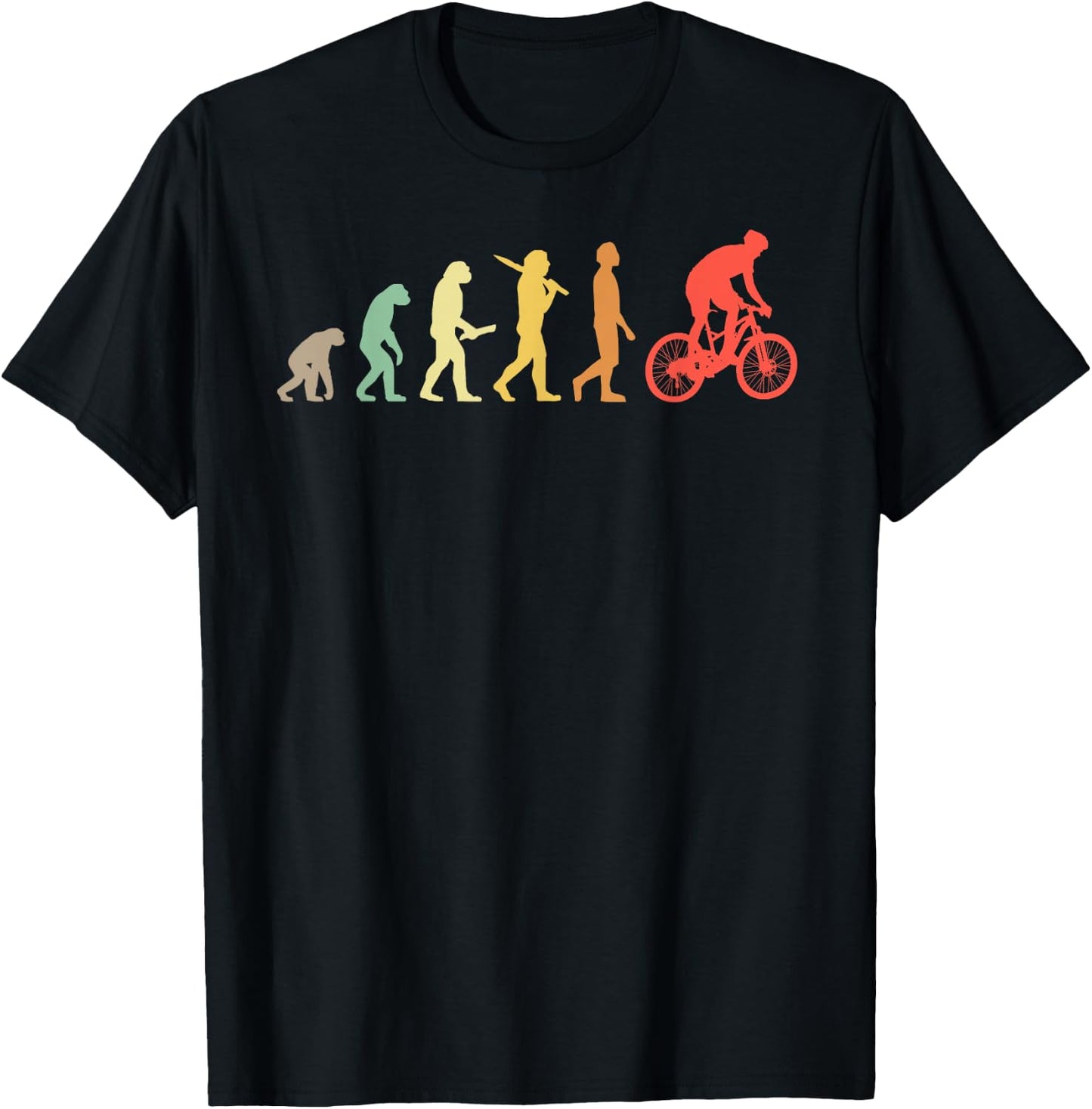 Retro Mountain Biking Evolution Gift Mountain Bikers T-Shirt - T-Shirt | Black