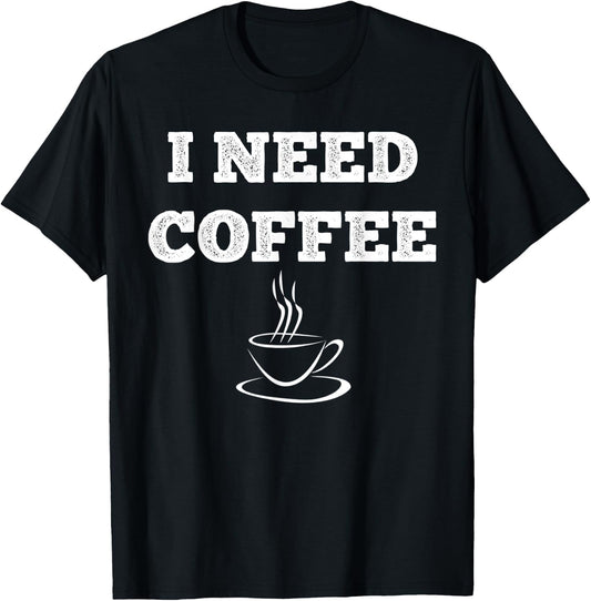 Coffee Sleep Shirt-Distressed Sleep Pajamas Nightshirt T-Shirt - T-Shirt | Black