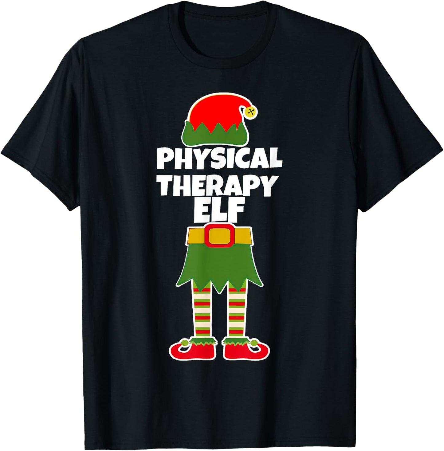 PHYSICAL THERAPY ELF Christmas Therapist Holiday PT Funny T-Shirt - T-Shirt | Black