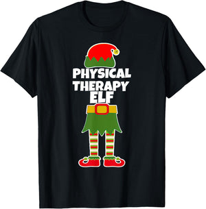 PHYSICAL THERAPY ELF Christmas Therapist Holiday PT Funny T-Shirt - T-Shirt | Black