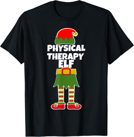 PHYSICAL THERAPY ELF Christmas Therapist Holiday PT Funny T-Shirt - T-Shirt | Black