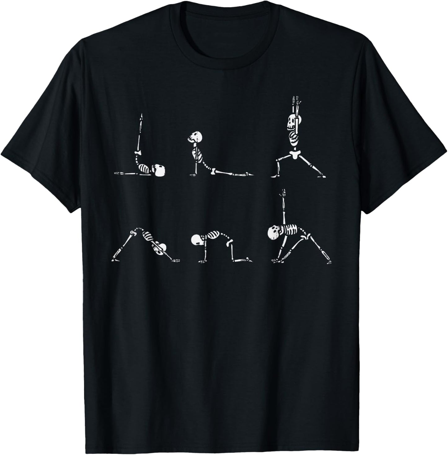Yoga Skeletons Asana Namaste Funny Meditation Halloween Yogi T-Shirt - T-Shirt | Black