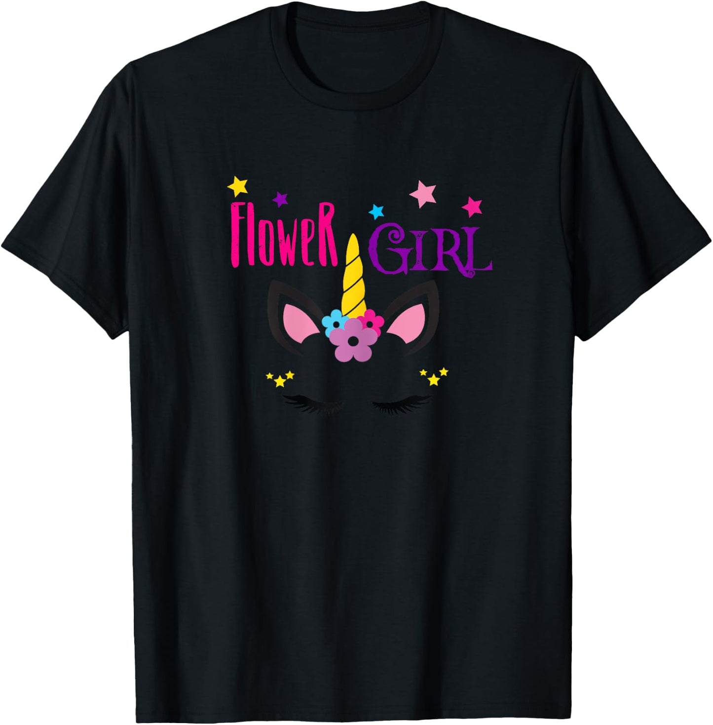 Flower Girl Unicorn T-Shirt - T-Shirt | Black