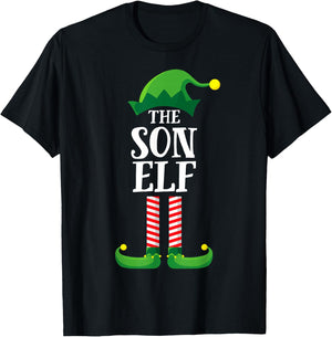 Son Elf Matching Family Group Christmas Party Pyjamas T-Shirt - T-Shirt | Black