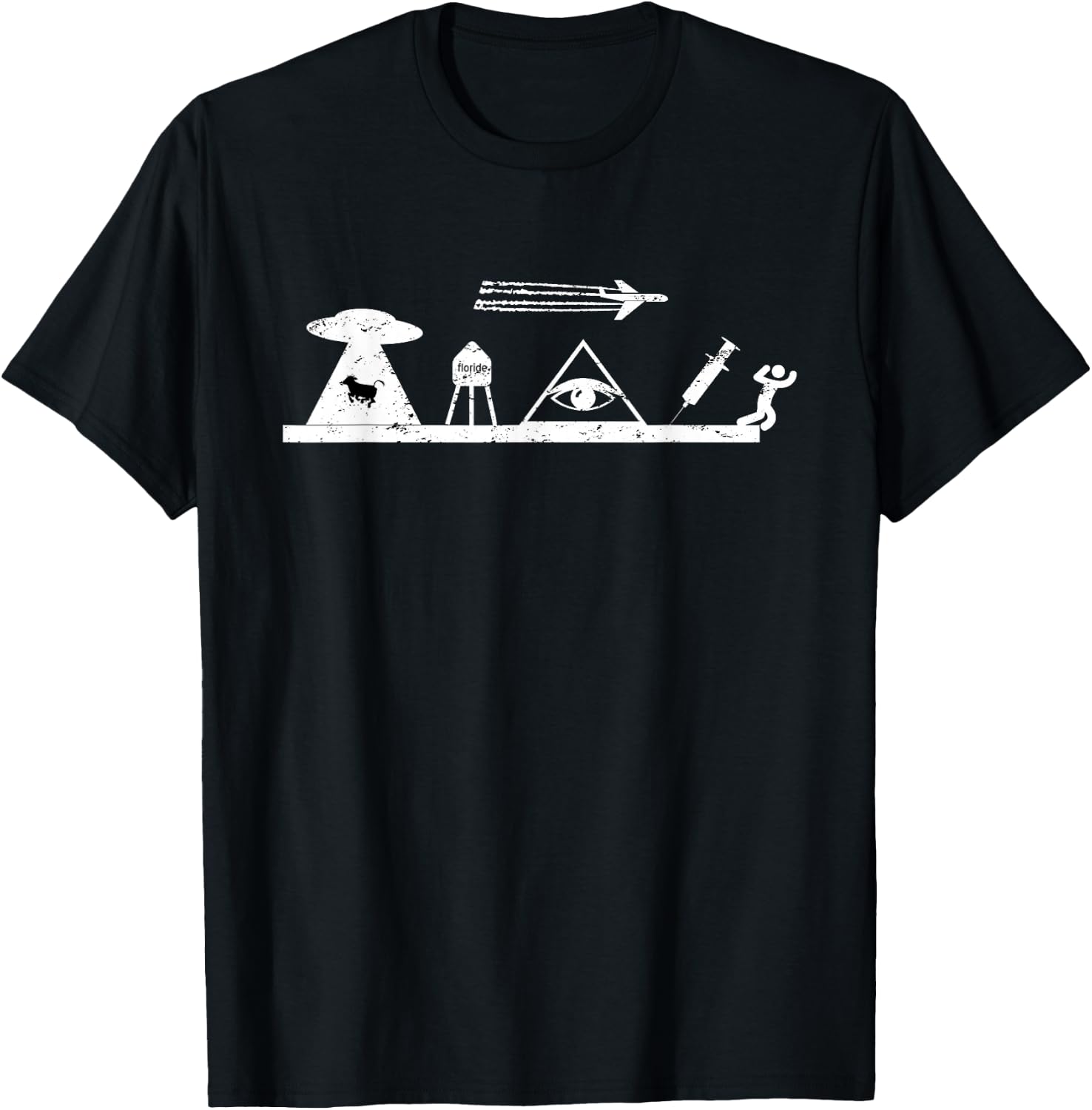 Conspiracy Theory Chem trails, Illuminati, Flat Earth, UFO T-Shirt - T-Shirt | Black