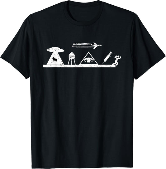 Conspiracy Theory Chem trails, Illuminati, Flat Earth, UFO T-Shirt - T-Shirt | Black