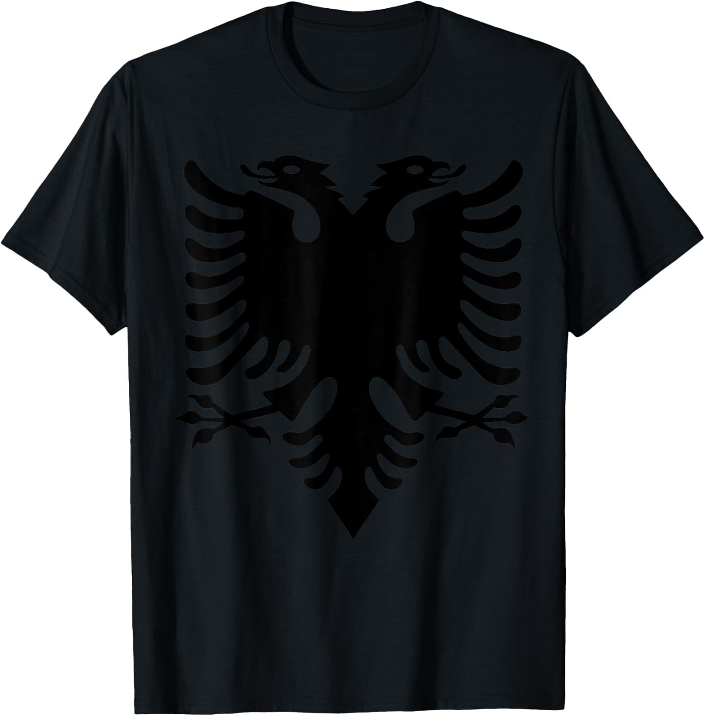 Albanian Flag Eagle Double Red Albania Shqipe Kosovo T-Shirt - T-Shirt | Black