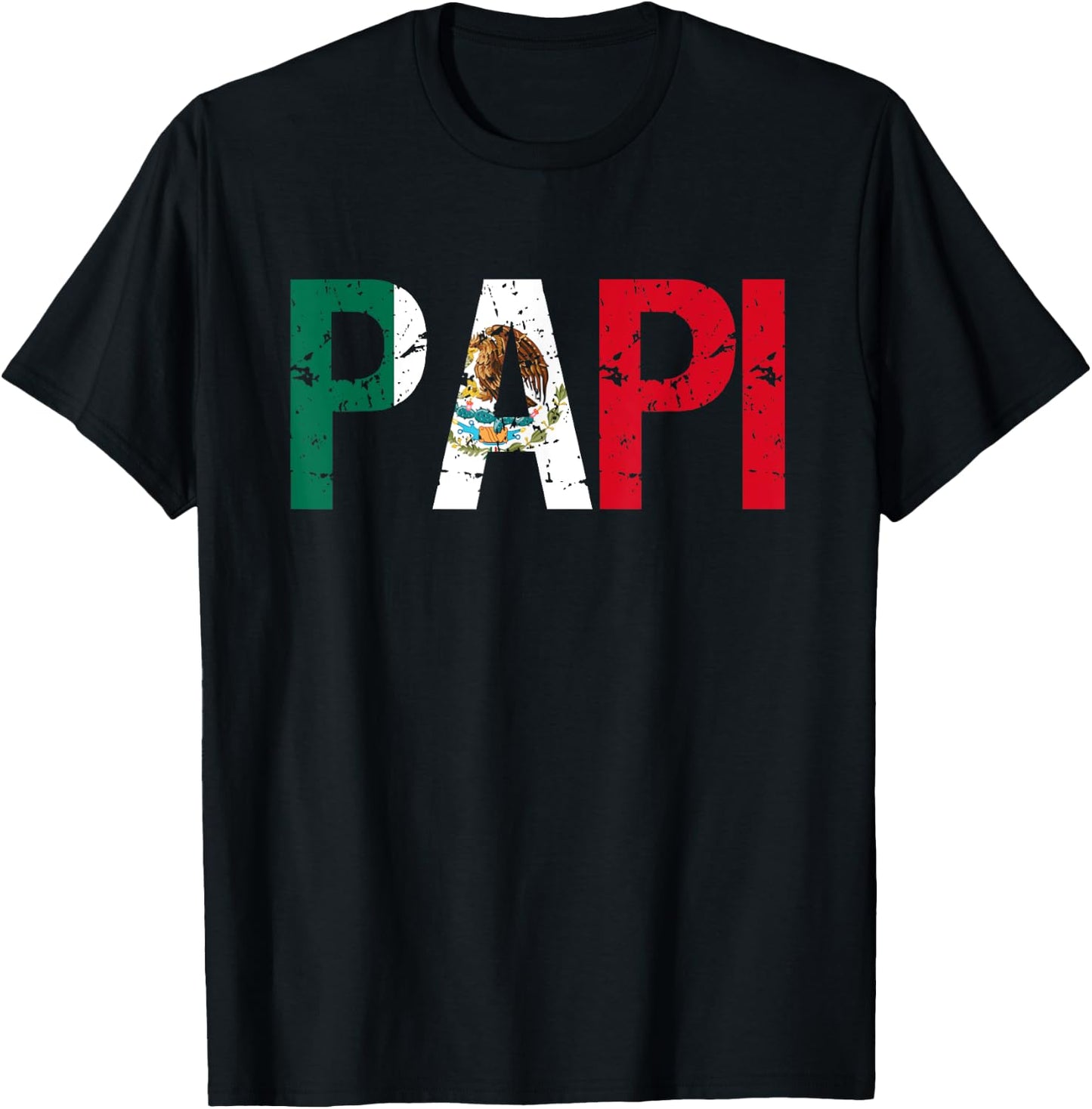 regalos del dia del padre Papi Mexican Flag T-Shirt - T-Shirt | Black