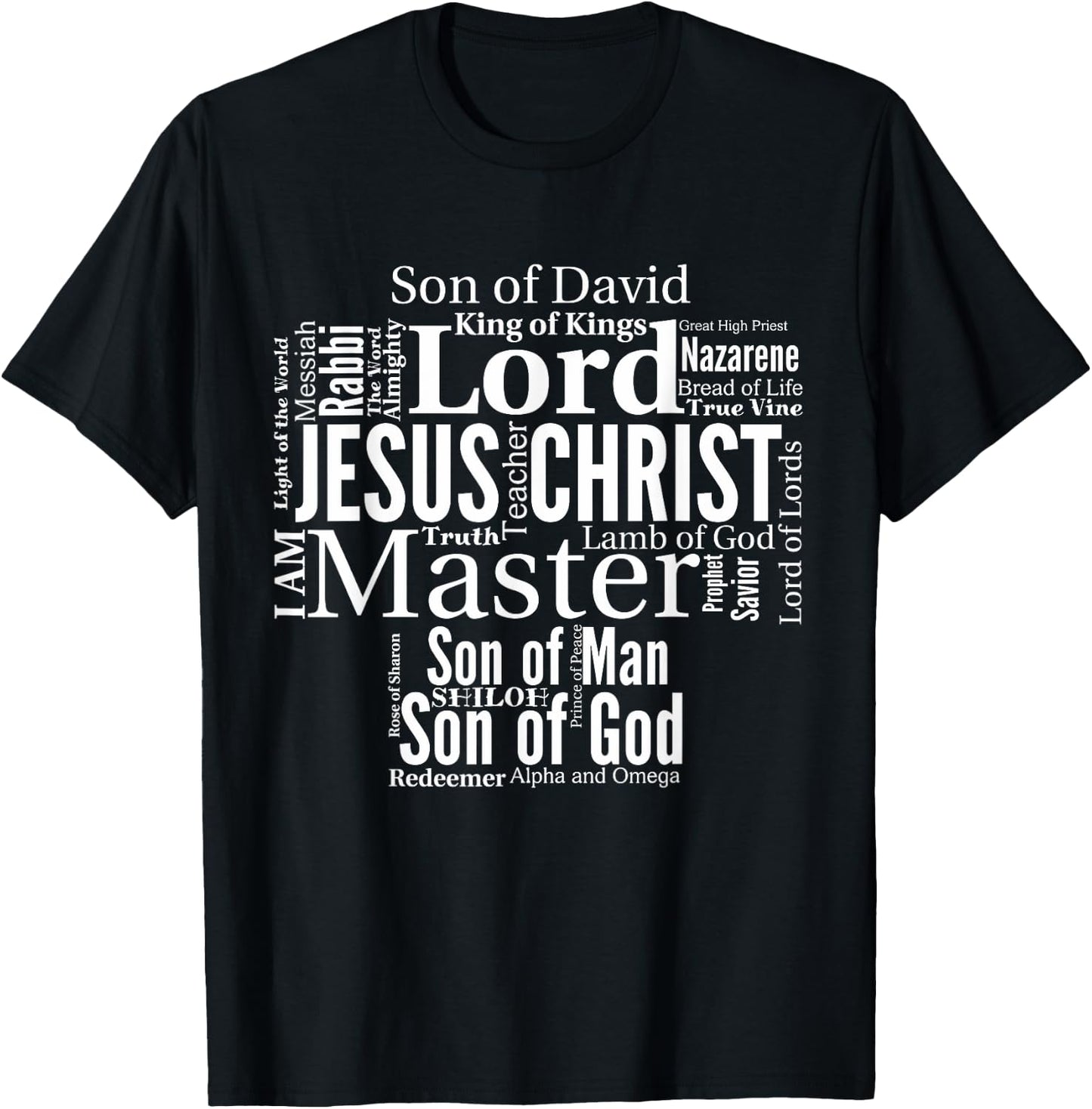The Names of Jesus white text T-Shirt - T-Shirt | Black