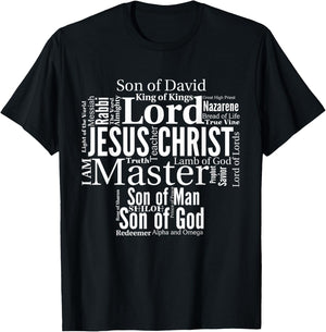 The Names of Jesus white text T-Shirt - T-Shirt | Black