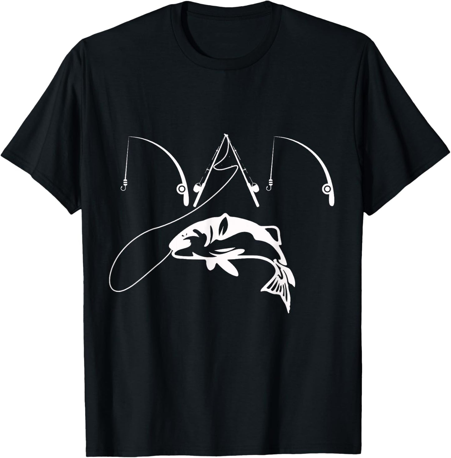 Dad Fishing Fisherman Daddy Fathers Day gift Shirt T-Shirt - T-Shirt | Black