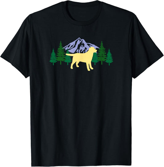 Yellow Labrador Outline Silhouette Evergreen T-Shirt - T-Shirt | Black