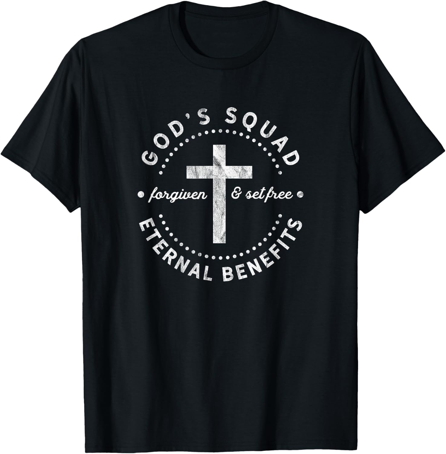 Christian T Shirt God's Squad Forgiven Cross Group T-Shirt - T-Shirt | Black