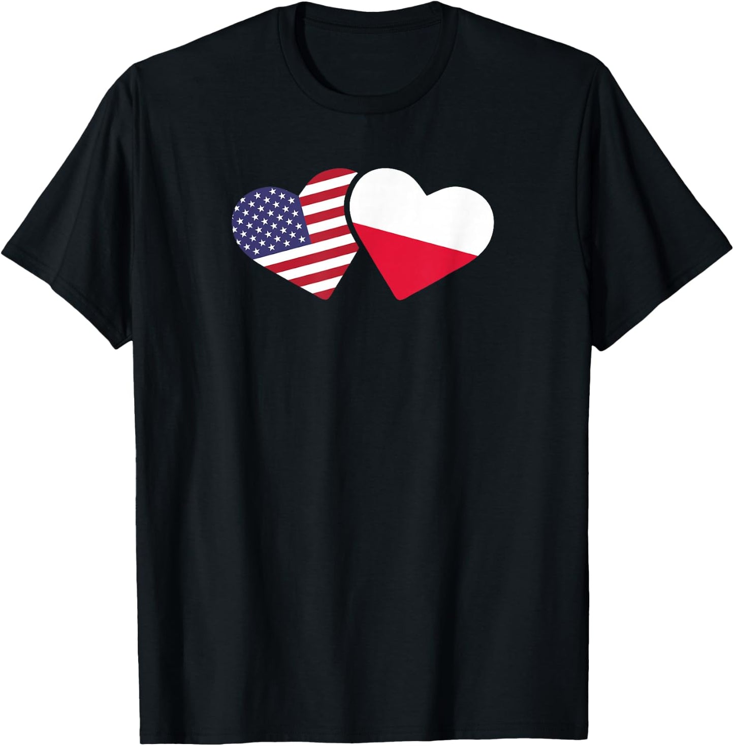 Poland USA Flag T Shirt Heart Polish American Love T-Shirt - T-Shirt | Black