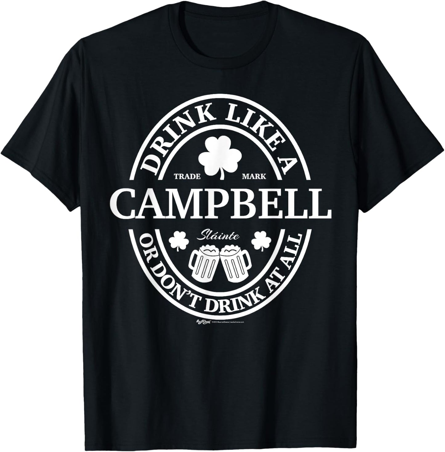 Drink Like A Campbell Shamrock St Patricks Day T-Shirt - T-Shirt | Black