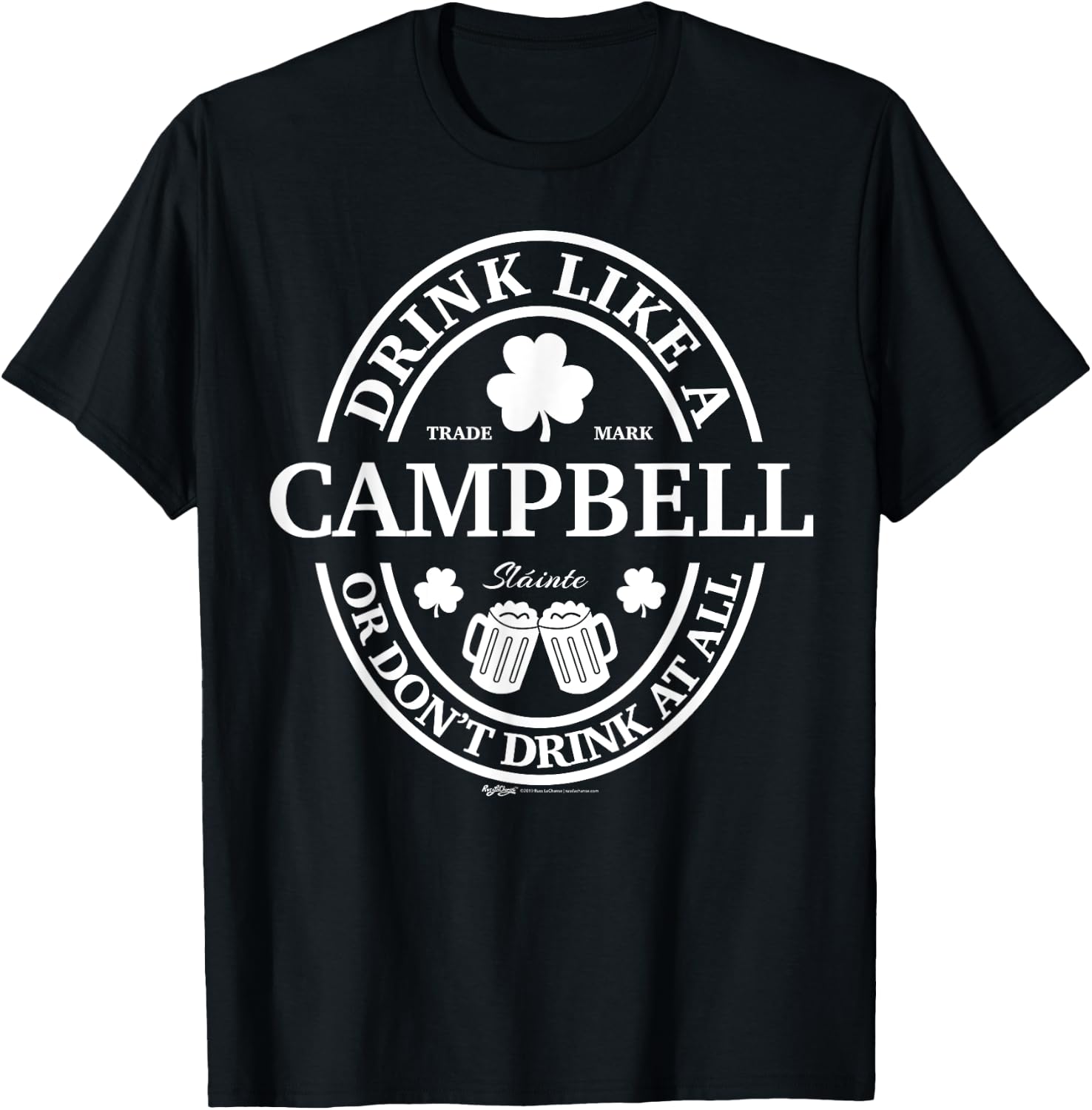 Drink Like A Campbell Shamrock St Patricks Day T-Shirt - T-Shirt | Black