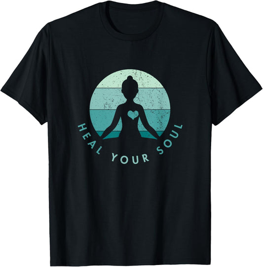 Yoga Meditation - Heal Your Soul Peace T-Shirt - T-Shirt | Black